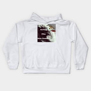 Surfing Piha New Zealand Kids Hoodie